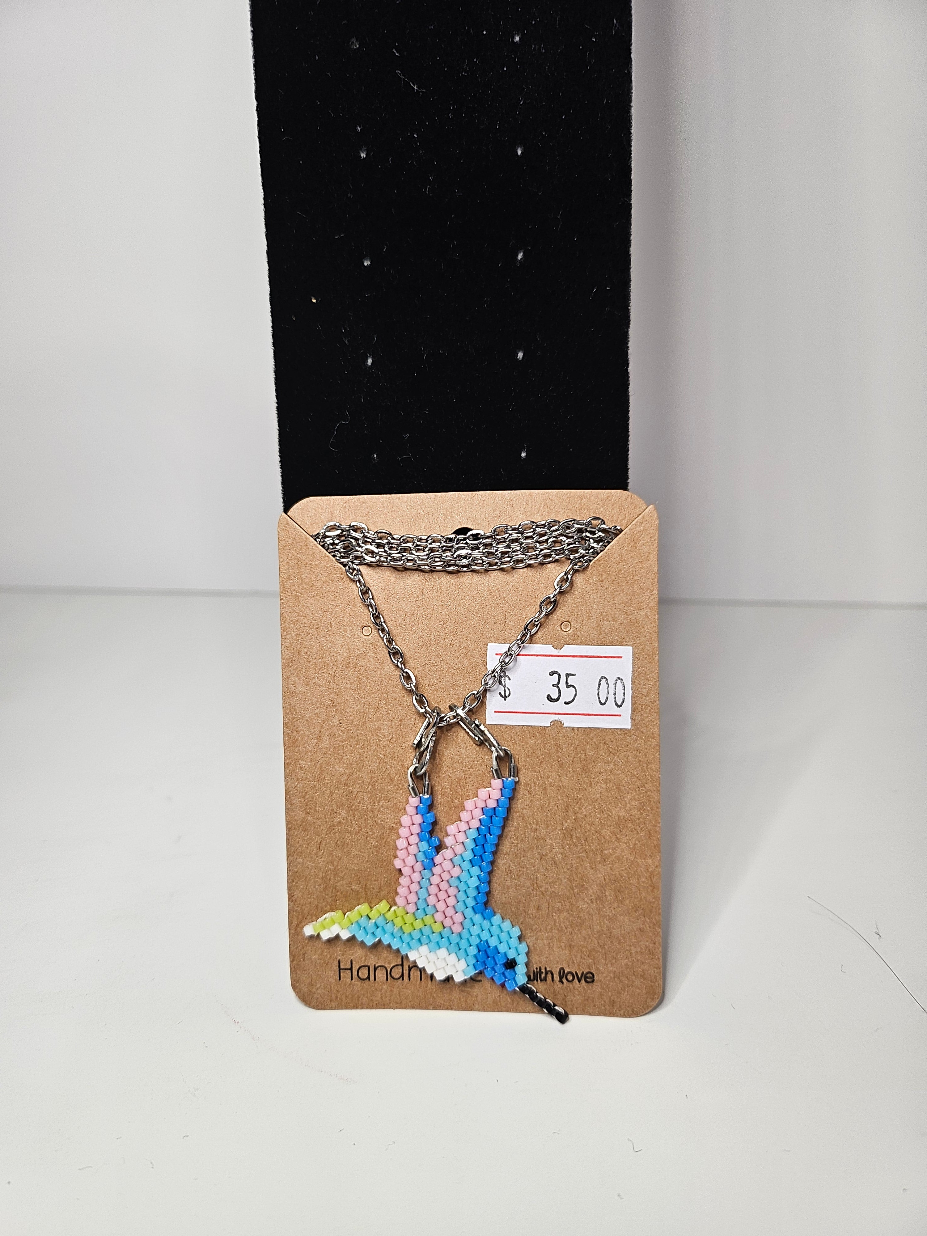 Handcrafted Beaded Hummingbird Necklace