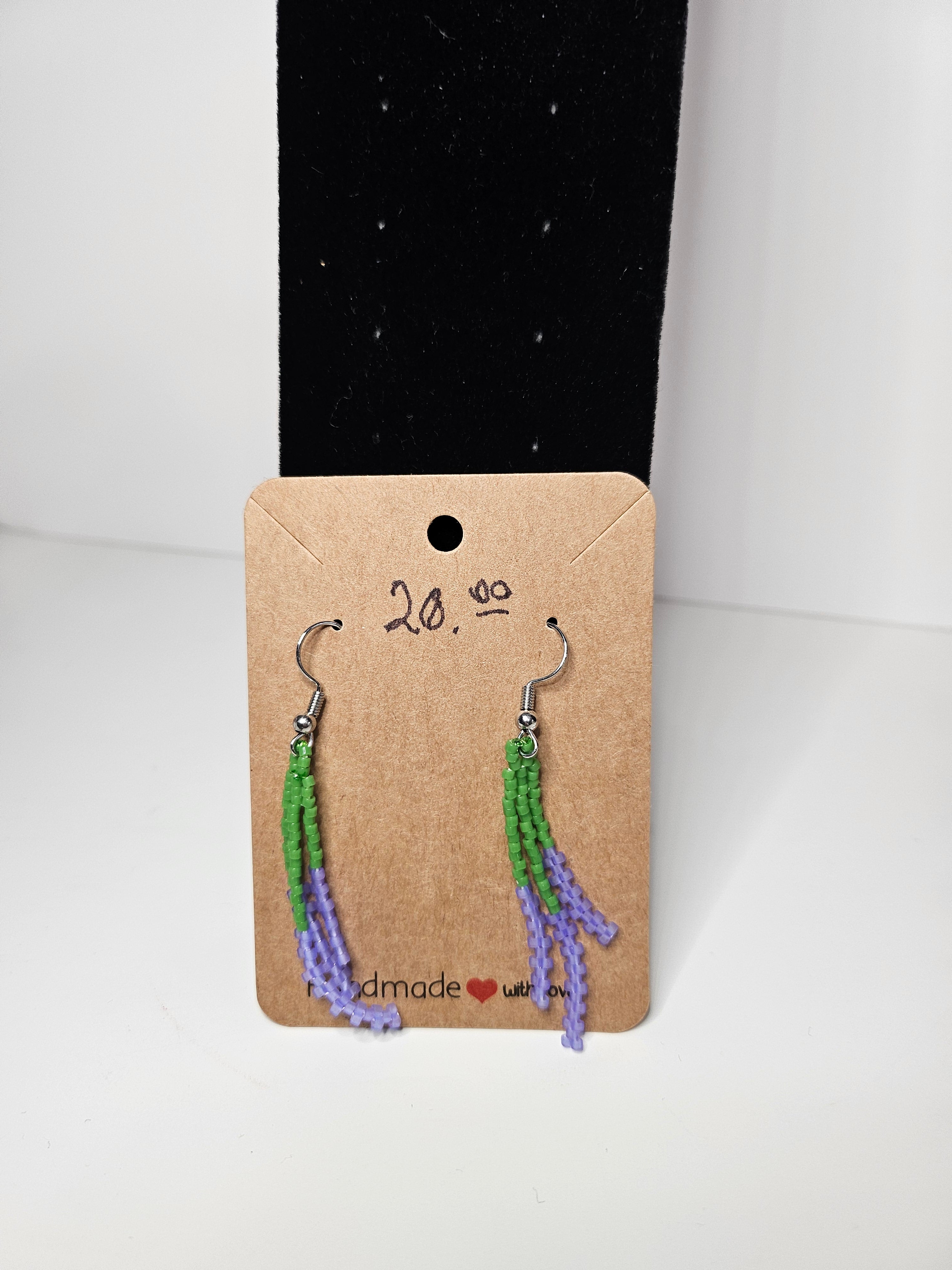 Handcrafted Beaded Lavender Earrings