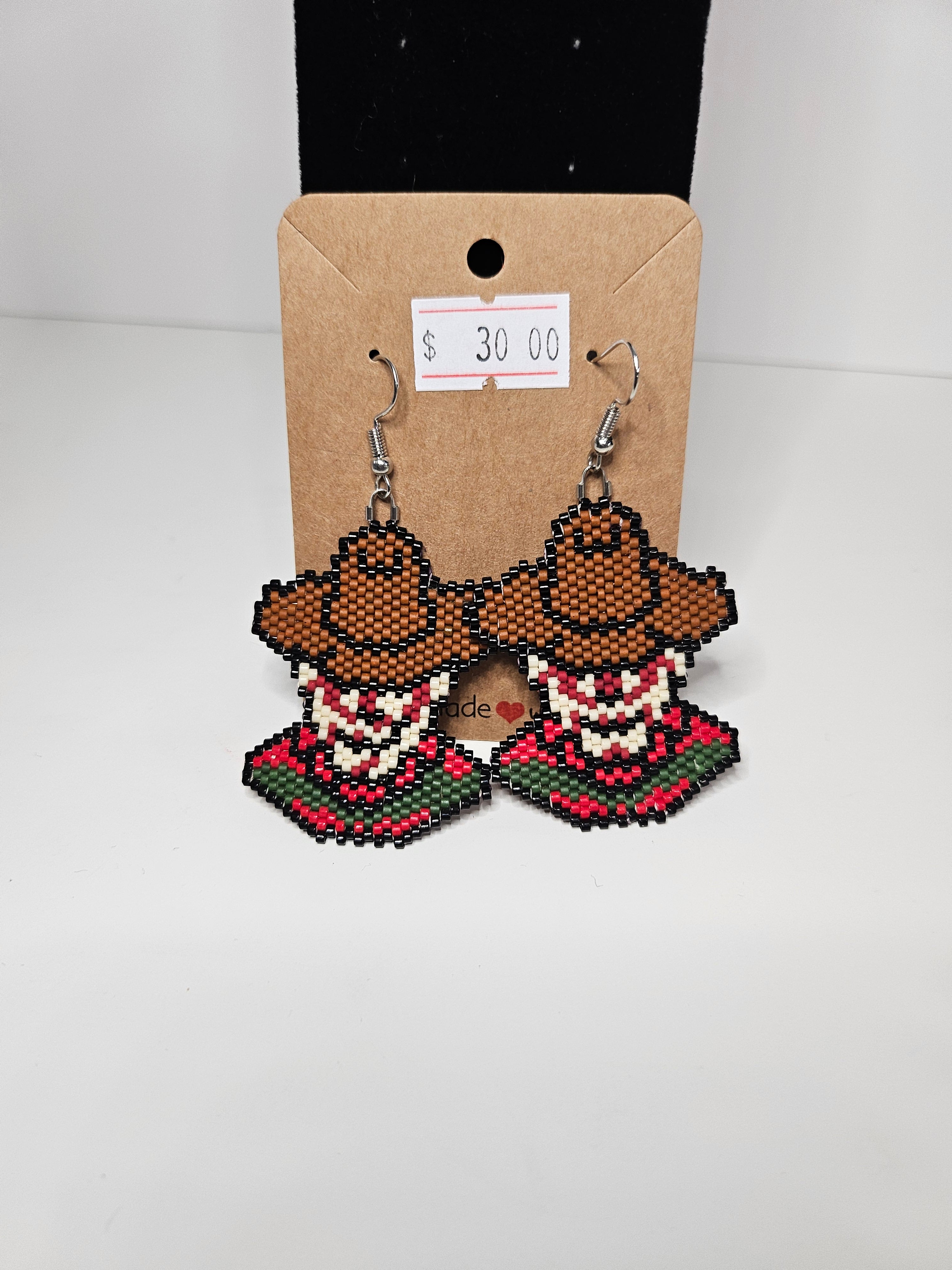 Handcrafted Beaded Freddy Krueger Earrings