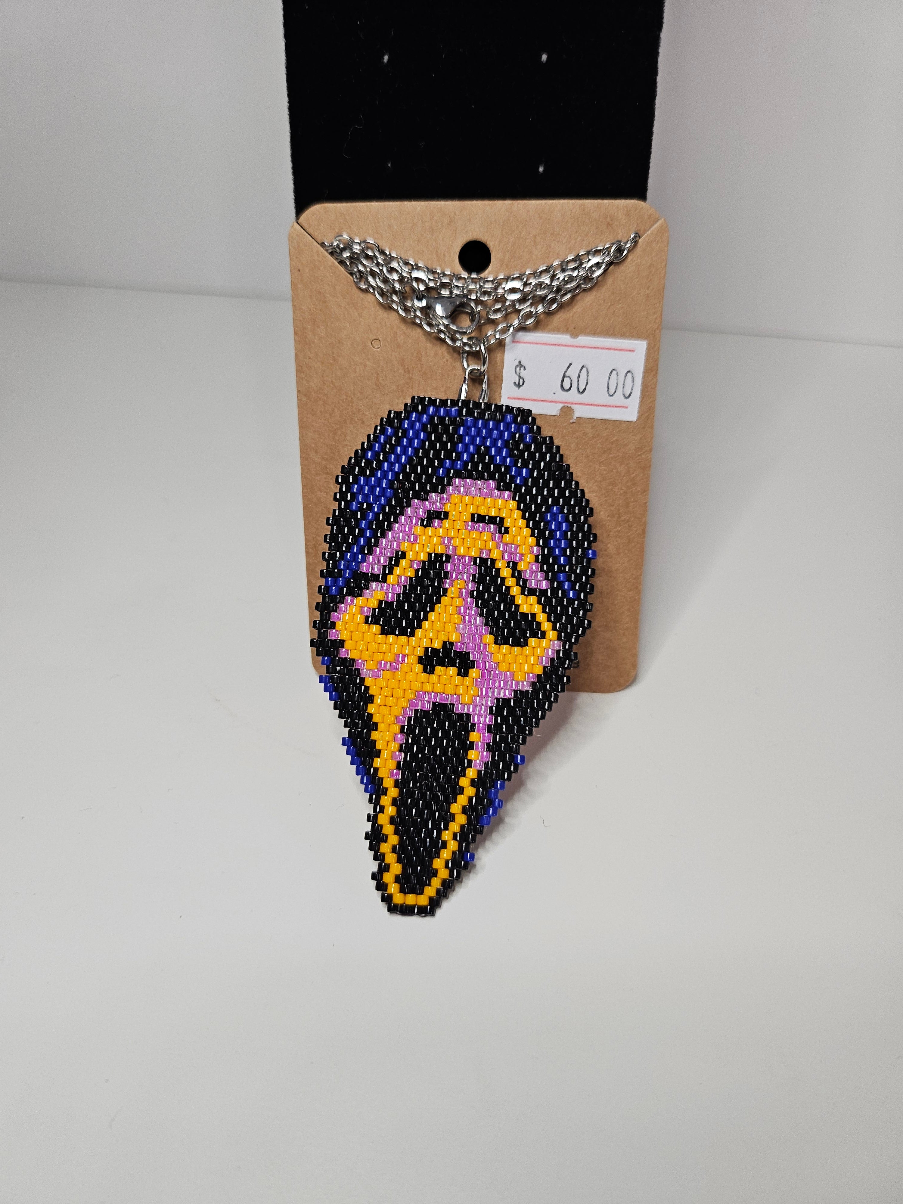 Handcrafted Beaded Ghostface Necklace with Pop of Color
