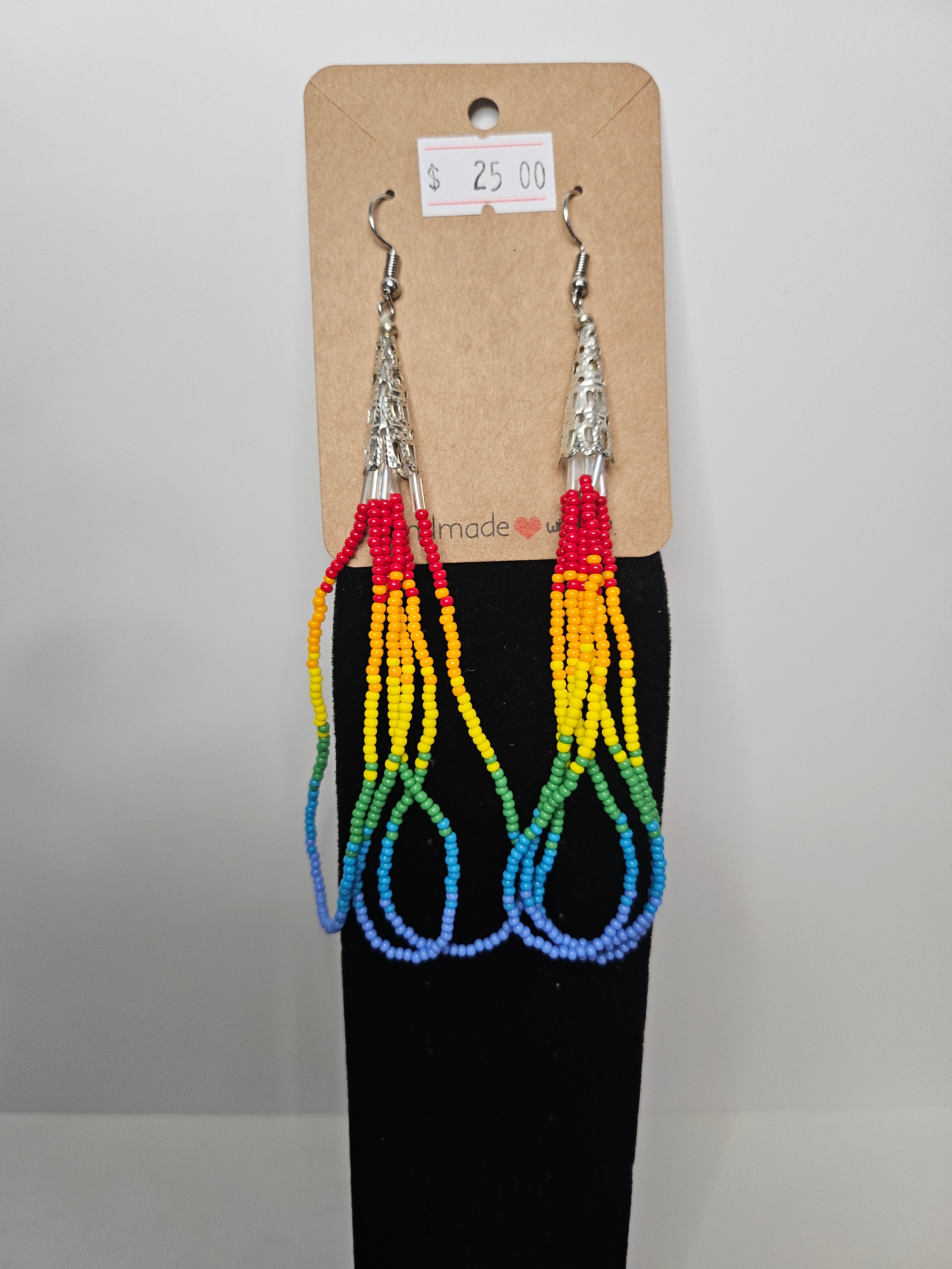 Pride Rainbow Looped Beaded Earrings