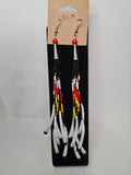 Dentalium Beaded Earrings - Black, Red, Yellow & White