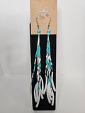 Turquoise & White Dentalium Beaded Earrings