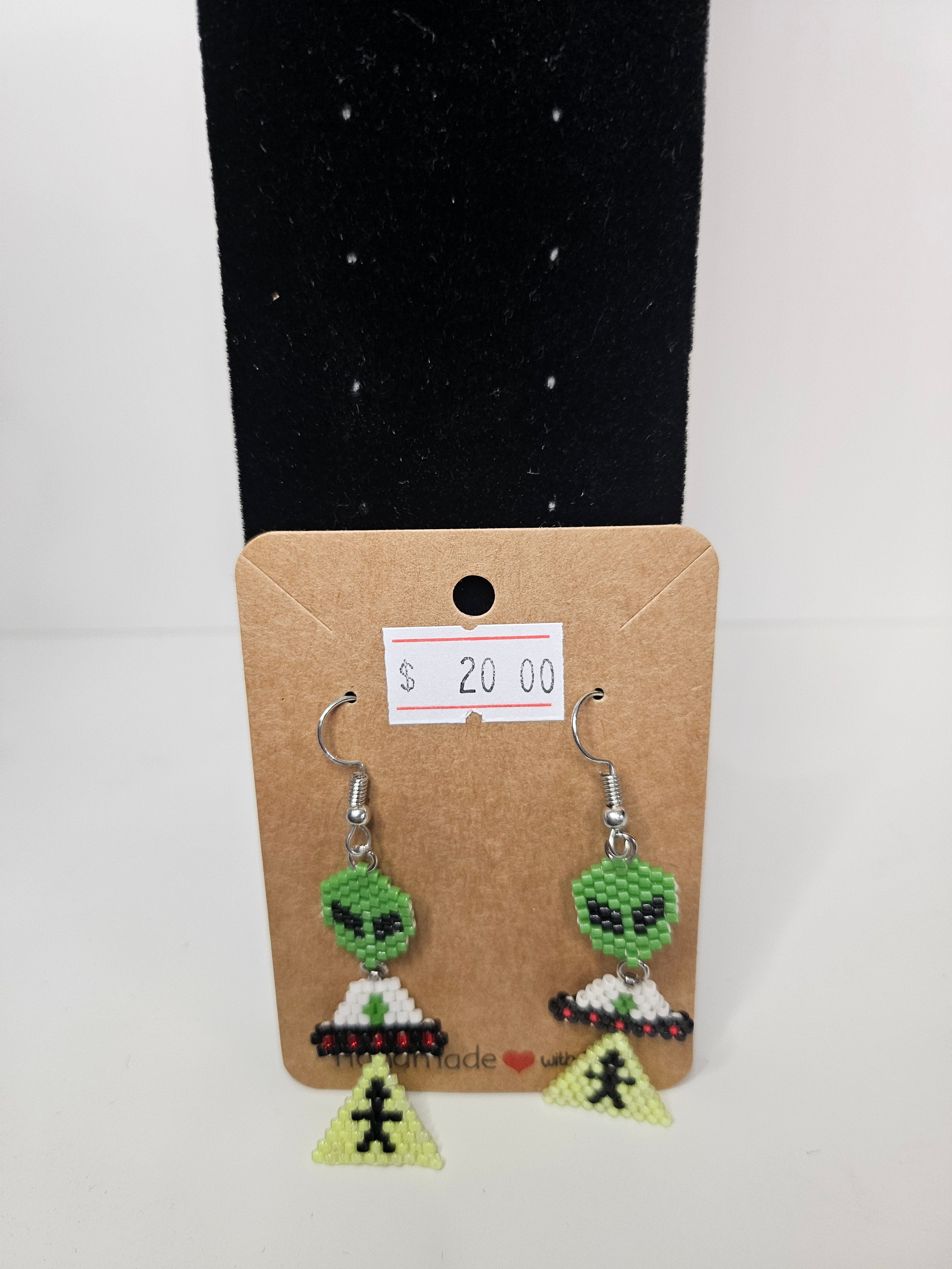 Alien UFO Beaded Earrings