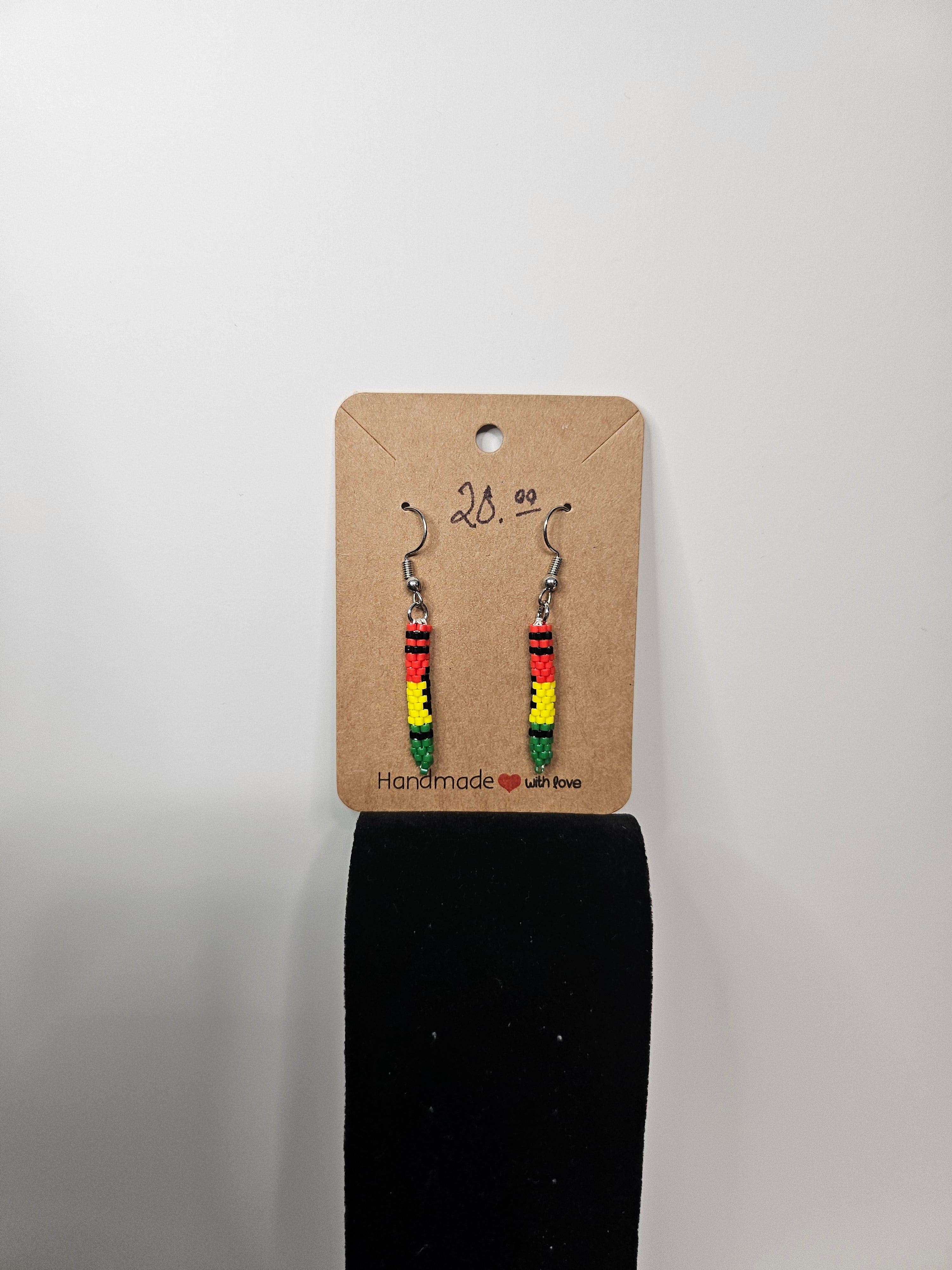 Crayon Beaded Earrings - Rasta