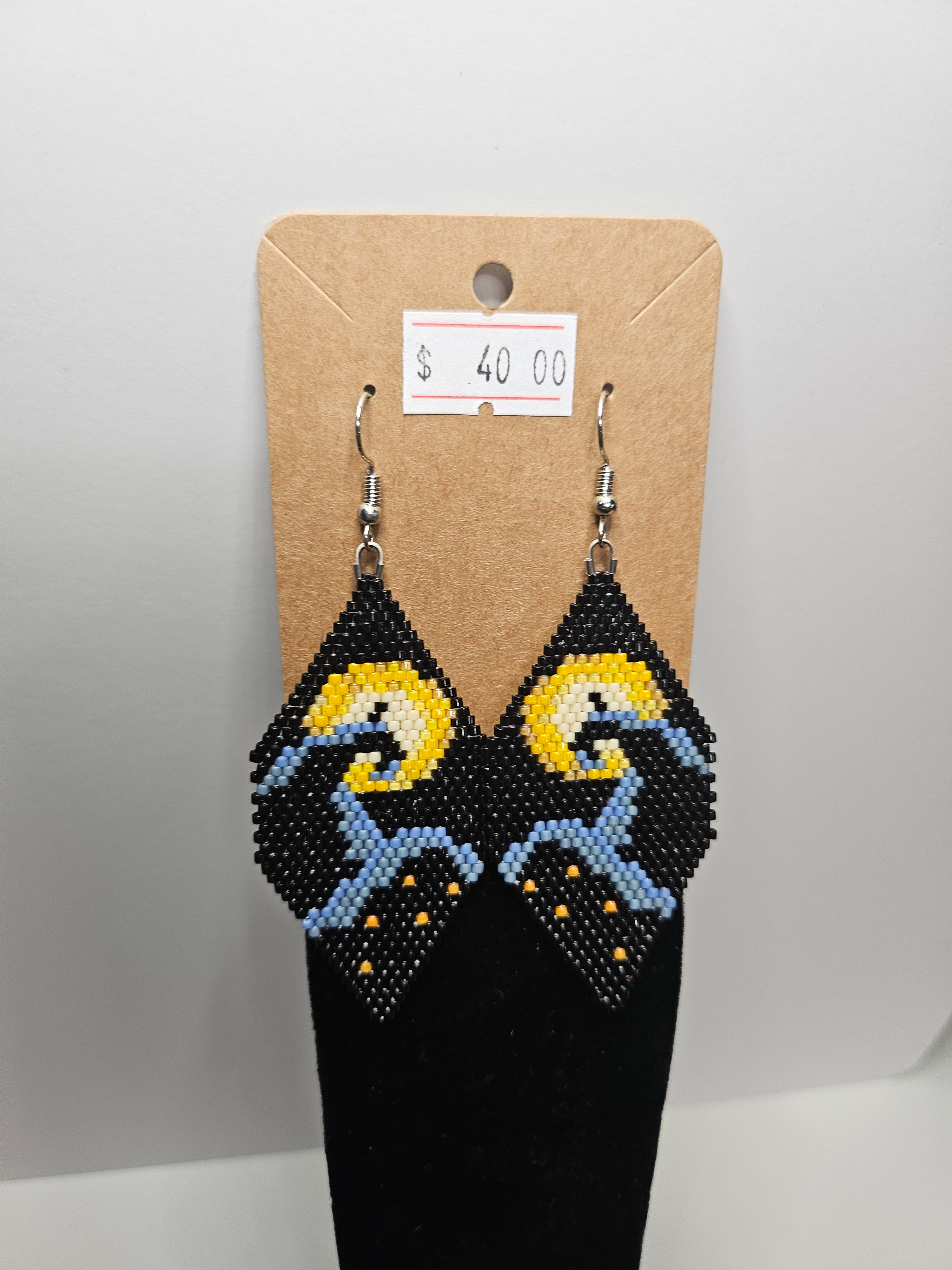 Spiral Hill Moon Beaded Earrings