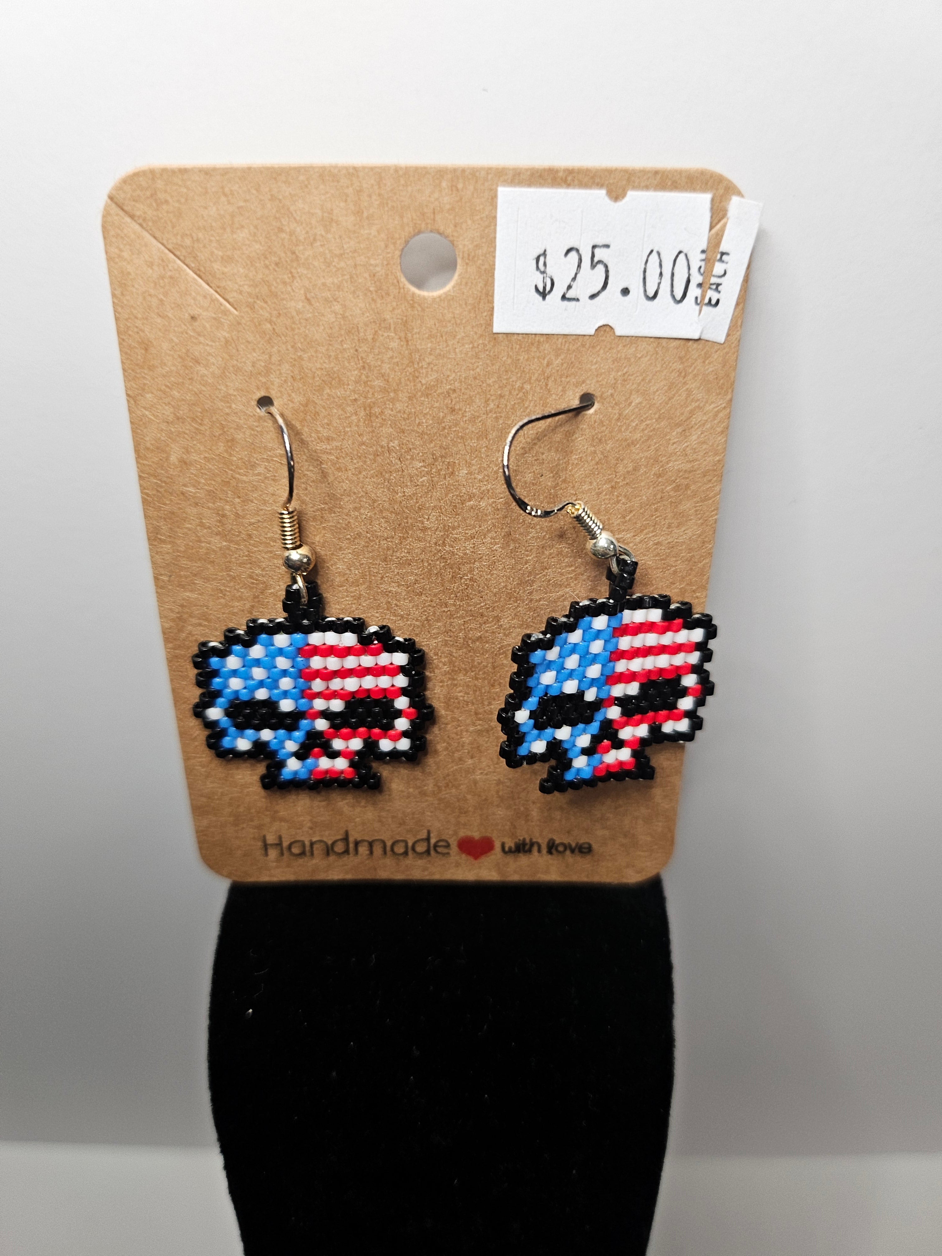 Patriotic Skull Beaded Earrings