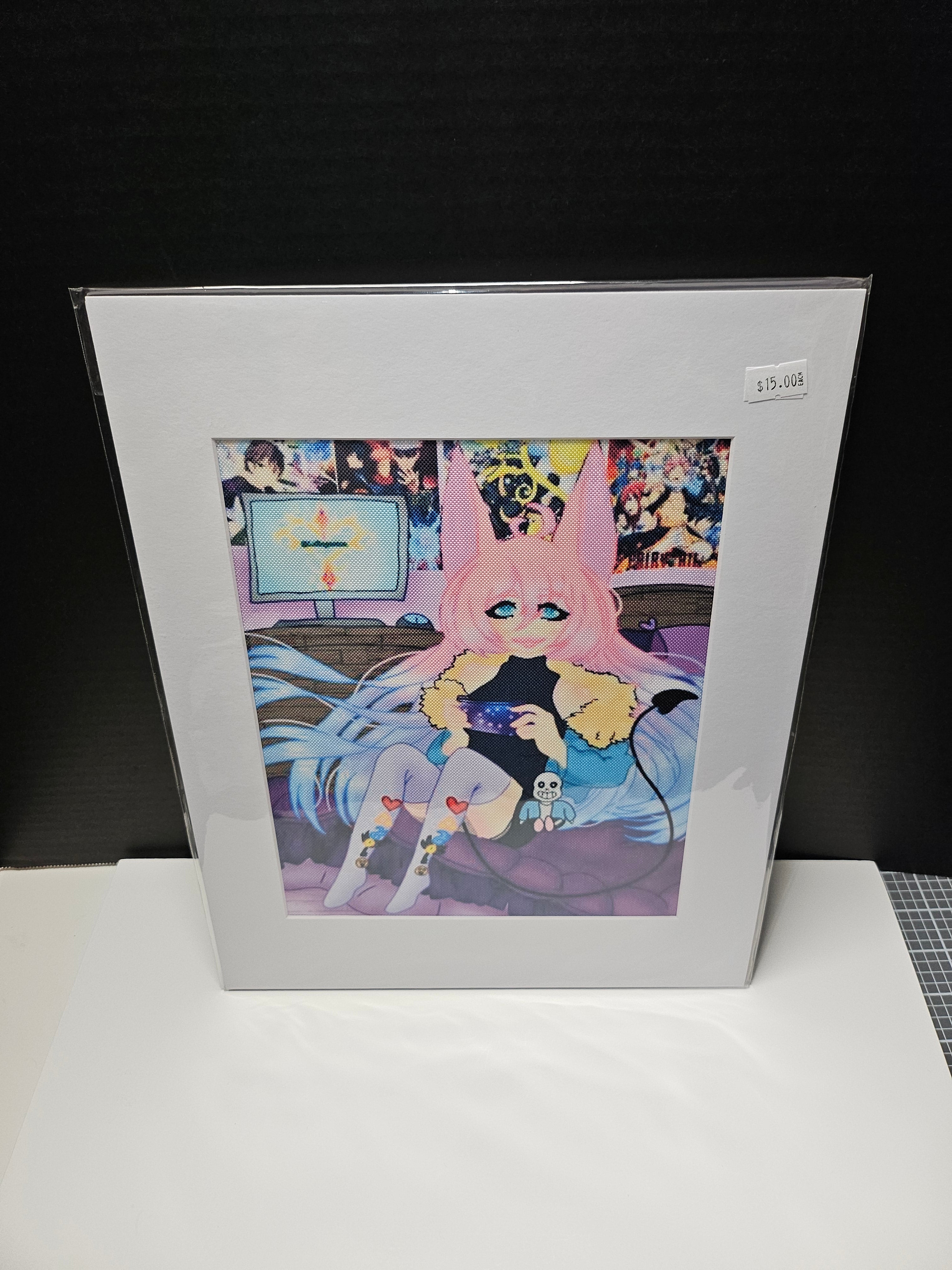 Chiyuki_14 - Original Canvas Art Print with White Mat Frame | 8x10 Print in 11x14 Frame #1